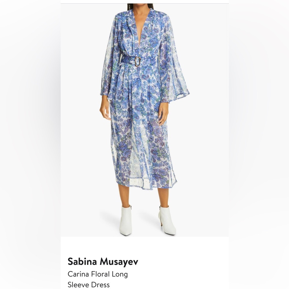 Sabina Musayev Carina Flora Dress.

Sheet top layer and belt